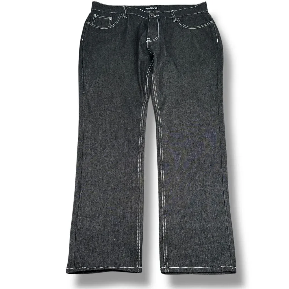 Vintage Mecca Skater Baggy Jeans Men’s 40 Black Y2K Hip Hop Straight Embroidered